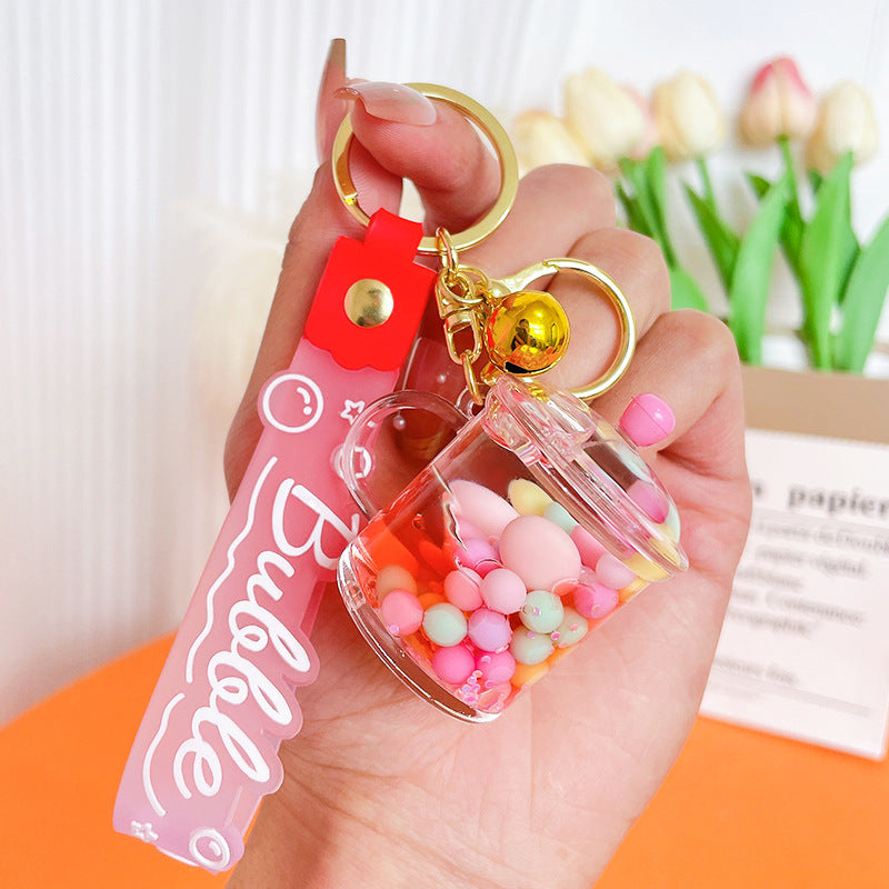 Wholesale Acrylic Oil-In Mugs Liquid Quicksand Keychain